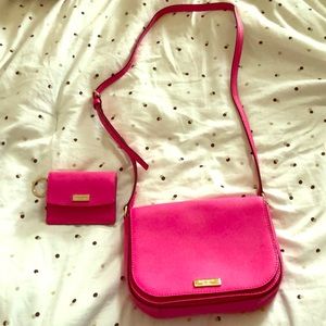 NWOT Kate Spade Neon Pink Bag and Wallet
